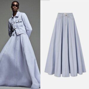 Carolina Herrera x Frame Denim The Denim Ball Skirt in Celeste 24 NWT